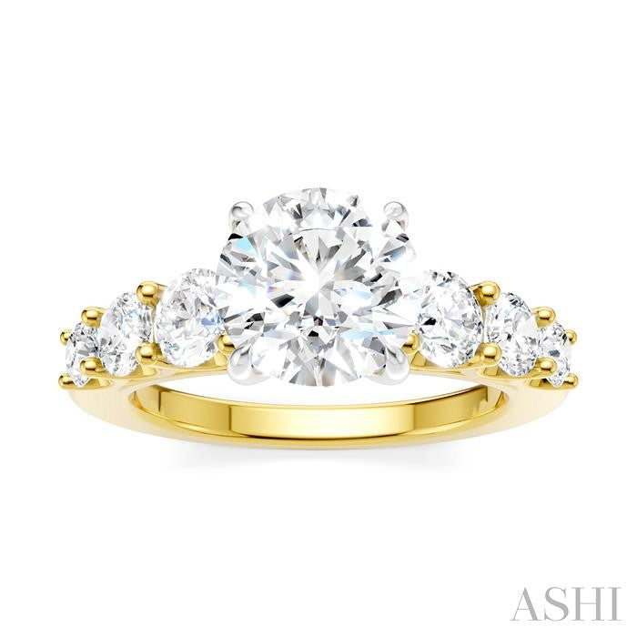 1 1/10 Ctw Round Shape Round Cut Diamond Semi-Mount Engagement Ring in 14K Yellow and White Gold