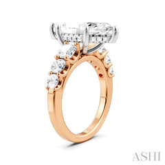 1 1/5 Ctw Marquise Shape Round Cut Diamond Semi-Mount Engagement Ring in 14K Rose and White Gold