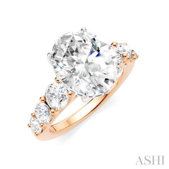 1 1/4 Ctw Oval Shape Round Cut Diamond Semi-Mount Engagement Ring in 14K Rose and White Gold