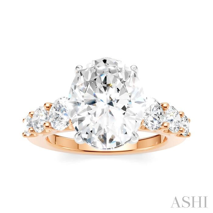 1 1/4 Ctw Oval Shape Round Cut Diamond Semi-Mount Engagement Ring in 14K Rose and White Gold