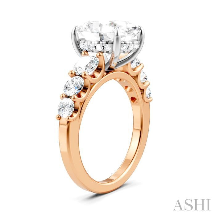 1 1/4 Ctw Oval Shape Round Cut Diamond Semi-Mount Engagement Ring in 14K Rose and White Gold