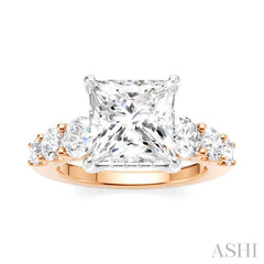 1 1/5 Ctw Princess Shape Round Cut Diamond Semi-Mount Engagement Ring in 14K Rose and White Gold