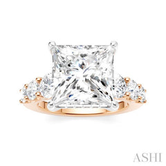 1 1/4 Ctw Princess Shape Round Cut Diamond Semi-Mount Engagement Ring in 14K Rose and White Gold
