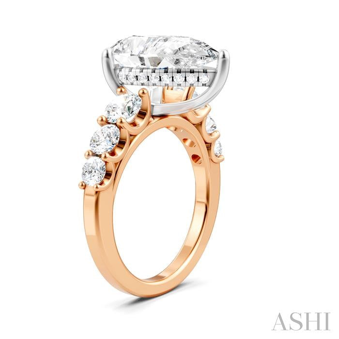 1 1/5 Ctw Pear Shape Round Cut Diamond Semi-Mount Engagement Ring in 14K Rose and White Gold