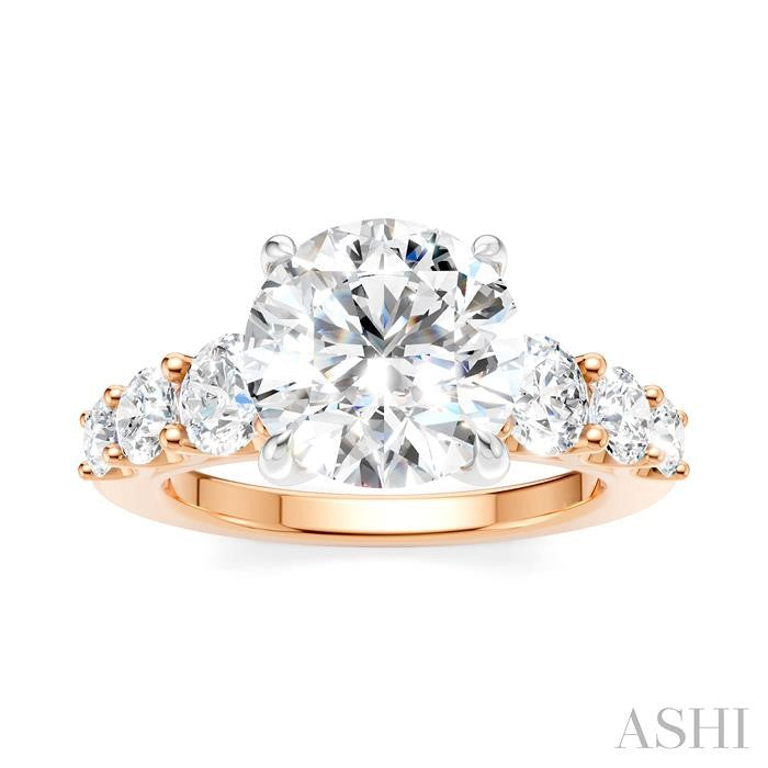 1 1/5 Ctw Round Shape Round Cut Diamond Semi-Mount Engagement Ring in 14K Rose and White Gold