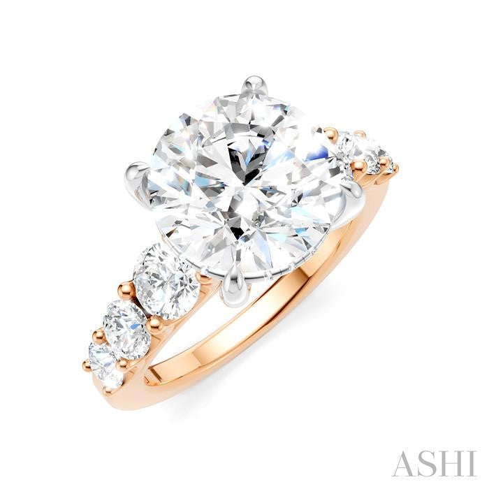1 1/5 Ctw Round Shape Round Cut Diamond Semi-Mount Engagement Ring in 14K Rose and White Gold