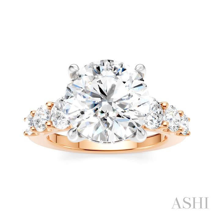 1 1/5 Ctw Round Shape Round Cut Diamond Semi-Mount Engagement Ring in 14K Rose and White Gold
