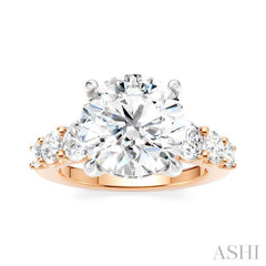 1 1/5 Ctw Round Shape Round Cut Diamond Semi-Mount Engagement Ring in 14K Rose and White Gold