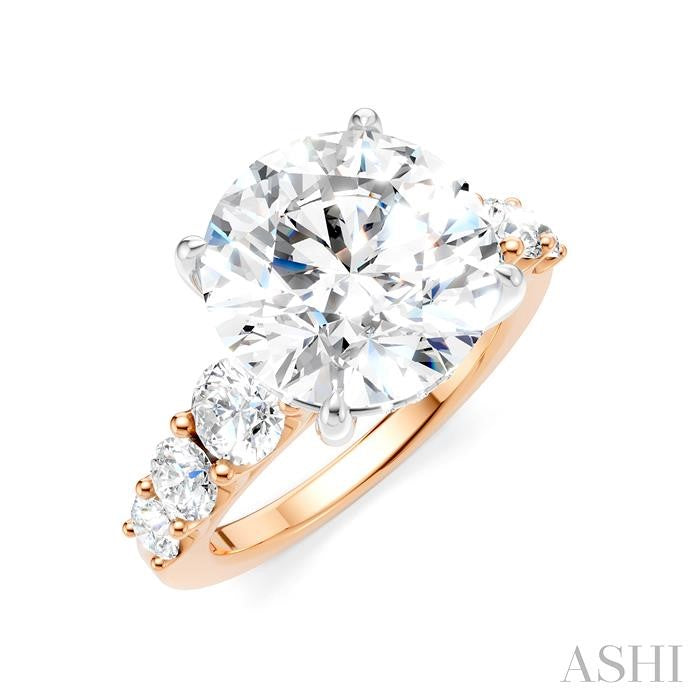 1 1/4 Ctw Round Shape Round Cut Diamond Semi-Mount Engagement Ring in 14K Rose and White Gold