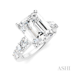 1 1/4 Ctw Emerald Shape Round Cut Diamond Semi-Mount Engagement Ring in 14K White Gold