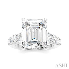 1 1/4 Ctw Emerald Shape Round Cut Diamond Semi-Mount Engagement Ring in 14K White Gold