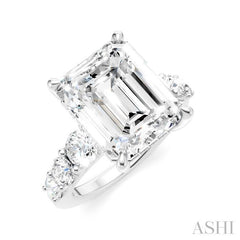 1 1/4 Ctw Emerald Shape Round Cut Diamond Semi-Mount Engagement Ring in 14K White Gold