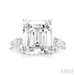 1 1/4 Ctw Emerald Shape Round Cut Diamond Semi-Mount Engagement Ring in 14K White Gold