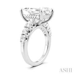 1 1/4 Ctw Emerald Shape Round Cut Diamond Semi-Mount Engagement Ring in 14K White Gold
