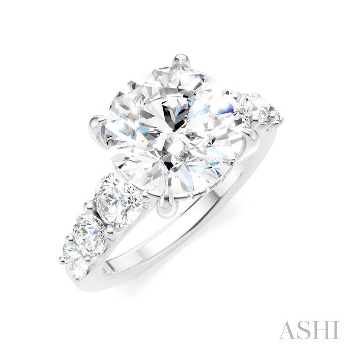 1 1/5 Ctw Round Shape Round Cut Diamond Semi-Mount Engagement Ring in 14K White Gold