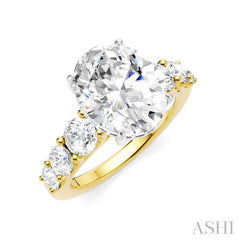1 1/4 Ctw Oval Shape Round Cut Diamond Semi-Mount Engagement Ring in 14K Yellow and White Gold