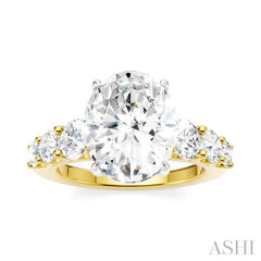 1 1/4 Ctw Oval Shape Round Cut Diamond Semi-Mount Engagement Ring in 14K Yellow and White Gold