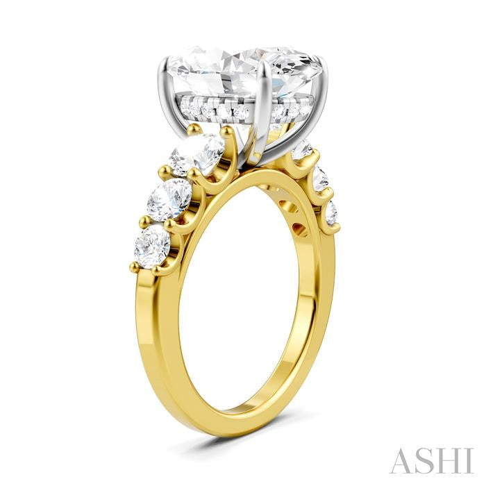1 1/4 Ctw Oval Shape Round Cut Diamond Semi-Mount Engagement Ring in 14K Yellow and White Gold