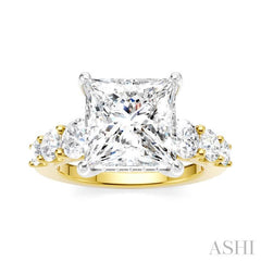 1 1/4 Ctw Princess Shape Round Cut Diamond Semi-Mount Engagement Ring in 14K Yellow and White Gold