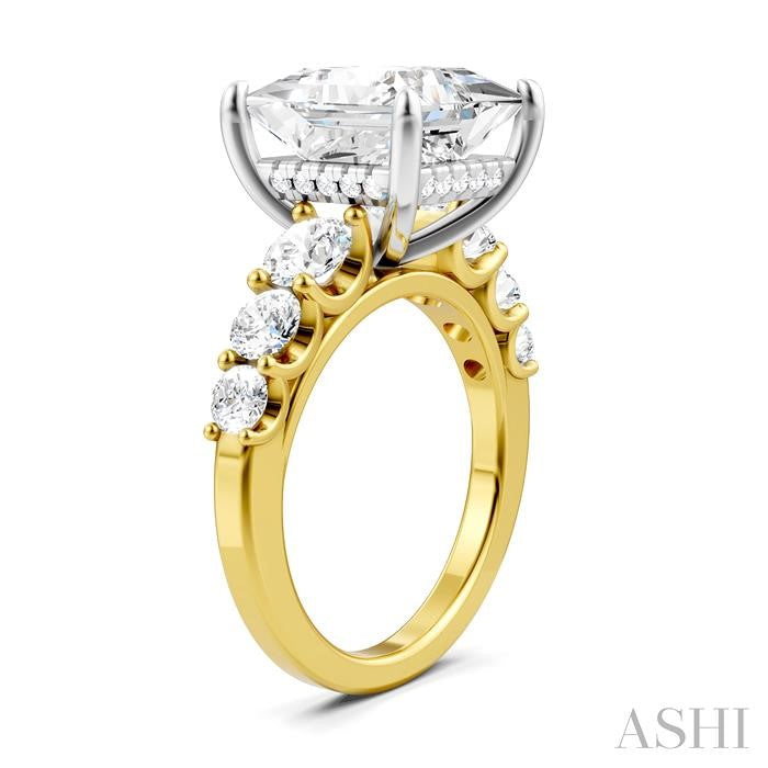 1 1/4 Ctw Princess Shape Round Cut Diamond Semi-Mount Engagement Ring in 14K Yellow and White Gold