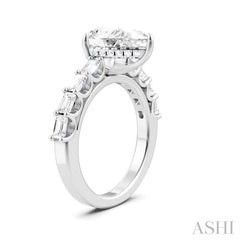 7/8 Ctw Pear Shape Emerald and Round Cut Diamond Semi-Mount Engagement Ring in 14K White Gold