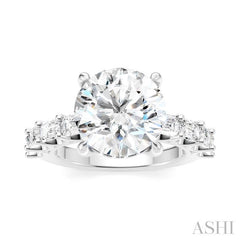 1 1/3 Ctw Round Shape Emerald and Round Cut Diamond Semi-Mount Engagement Ring in 14K White Gold