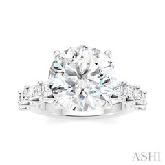 1 1/3 Ctw Round Shape Emerald and Round Cut Diamond Semi-Mount Engagement Ring in 14K White Gold