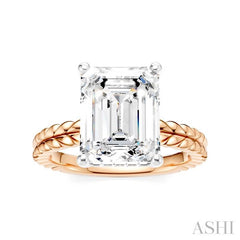 1/10 Ctw Emerald Shape Round Cut Diamond Semi-Mount Engagement Ring in 14K Rose and White Gold