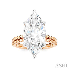 1/8 Ctw Marquise Shape Round Cut Diamond Semi-Mount Engagement Ring in 14K Rose and White Gold