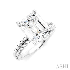 1/10 Ctw Emerald Shape Round Cut Diamond Semi-Mount Engagement Ring in 14K White Gold