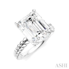 1/8 Ctw Emerald Shape Round Cut Diamond Semi-Mount Engagement Ring in 14K White Gold