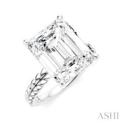 1/8 Ctw Emerald Shape Round Cut Diamond Semi-Mount Engagement Ring in 14K White Gold