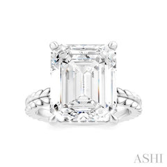 1/8 Ctw Emerald Shape Round Cut Diamond Semi-Mount Engagement Ring in 14K White Gold