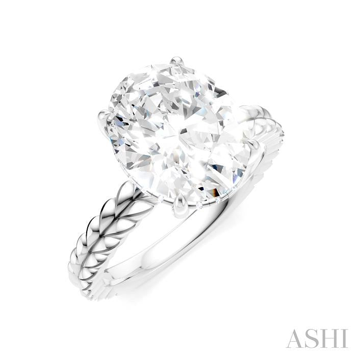 1/10 Ctw Oval Shape Round Cut Diamond Semi-Mount Engagement Ring in 14K White Gold