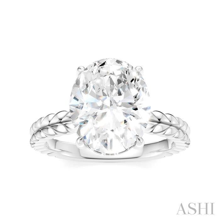 1/10 Ctw Oval Shape Round Cut Diamond Semi-Mount Engagement Ring in 14K White Gold