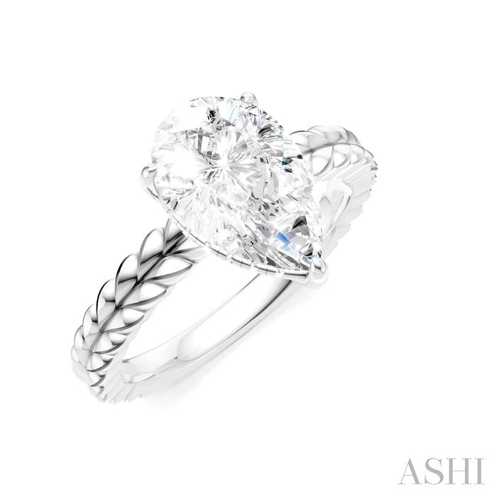 1/10 Ctw Pear Shape Round Cut Diamond Semi-Mount Engagement Ring in 14K White Gold