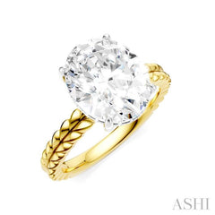1/10 Ctw Oval Shape Round Cut Diamond Semi-Mount Engagement Ring in 14K Yellow and White Gold