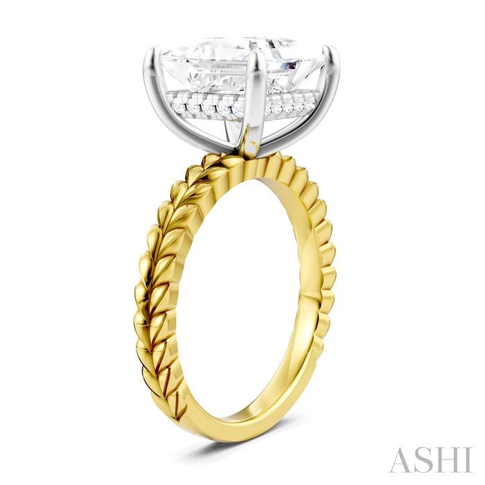 1/8 Ctw Princess Shape Round Cut Diamond Semi-Mount Engagement Ring in 14K Yellow and White Gold