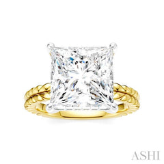 1/8 Ctw Princess Shape Round Cut Diamond Semi-Mount Engagement Ring in 14K Yellow and White Gold