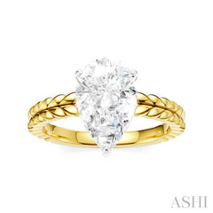 1/10 Ctw Pear Shape Round Cut Diamond Semi-Mount Engagement Ring in 14K Yellow and White Gold