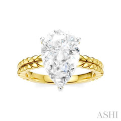 1/10 Ctw Pear Shape Round Cut Diamond Semi-Mount Engagement Ring in 14K Yellow and White Gold