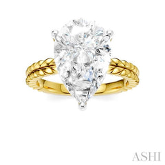 1/8 Ctw Pear Shape Round Cut Diamond Semi-Mount Engagement Ring in 14K Yellow and White Gold