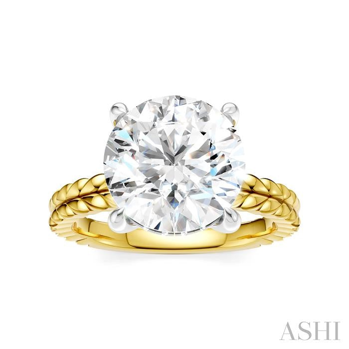 1/10 Ctw Circular Shape Round Cut Diamond Semi-Mount Engagement Ring in 14K Yellow and White Gold