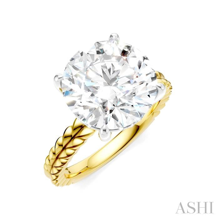 1/10 Ctw Circular Shape Round Cut Diamond Semi-Mount Engagement Ring in 14K Yellow and White Gold