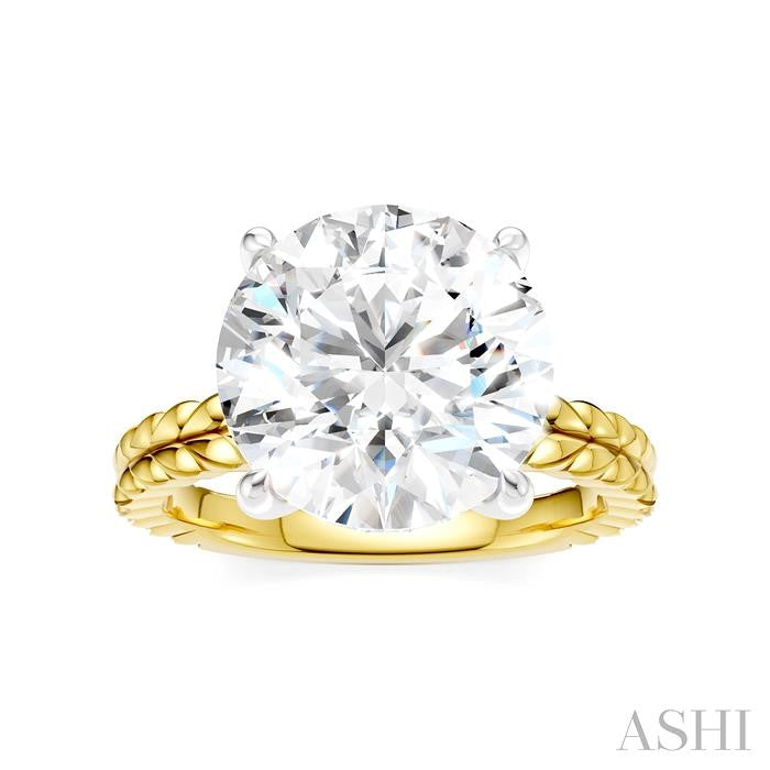 1/10 Ctw Circular Shape Round Cut Diamond Semi-Mount Engagement Ring in 14K Yellow and White Gold