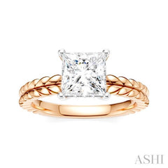 1/20 Ctw Princess Shape Round Cut Diamond Semi-Mount Engagement Ring in 14K Rose and White Gold