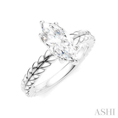 1/20 Ctw Marquise Shape Round Cut Diamond Semi-Mount Engagement Ring in 14K White Gold 