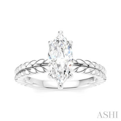 1/20 Ctw Marquise Shape Round Cut Diamond Semi-Mount Engagement Ring in 14K White Gold 