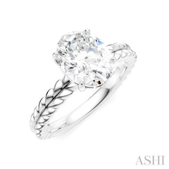 1/20 Ctw Oval Shape Round Cut Diamond Semi-Mount Engagement Ring in 14K White Gold