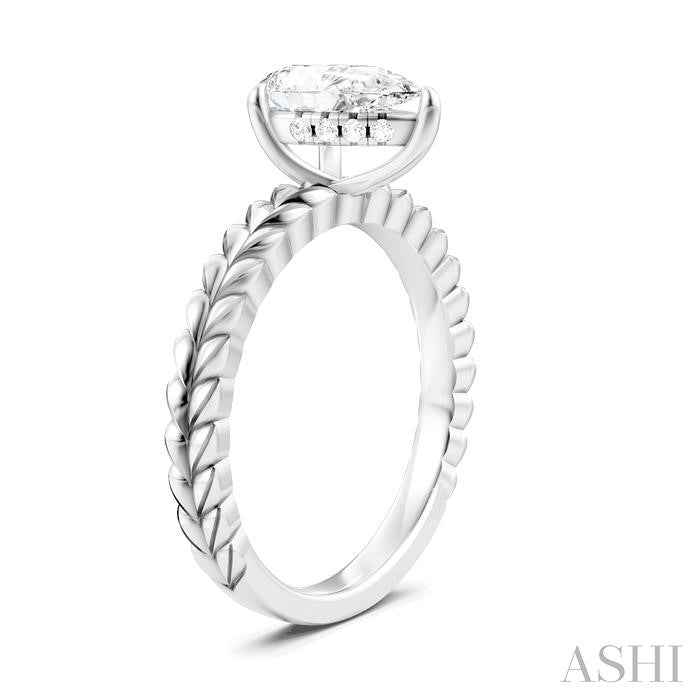 1/20 Ctw Pear Shape Round Cut Diamond Semi-Mount Engagement Ring in 14K White Gold